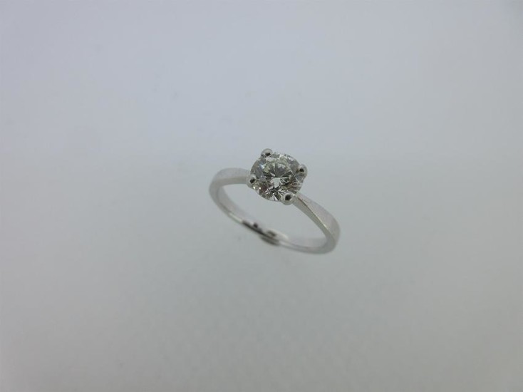 A single stone diamond ring set in platinum