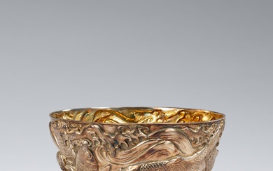 A small silver bowl. Meiji period