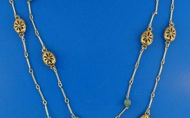 ADORABLE 10k Yellow Gold and Silver Necklace with