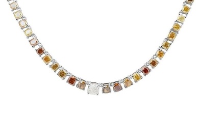 AIG Certificate - 16.37 Total carat weight of Diamonds - 18 kt. White gold - Necklace - 16.37 ct Diamond