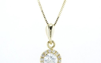 AIG Certified - 14 kt. Yellow gold - Necklace with pendant - Diamonds, Round Brilliant+14kt Chain