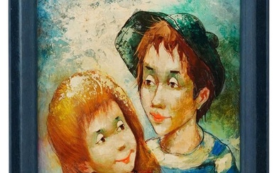 AMERICAN KIDS PORTRAIT OIL PAINTING SIGNED BY PRUITT