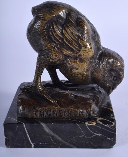 AN ART DECO FRENCH BRONZE FIGURE OF A BIRD by Charles
