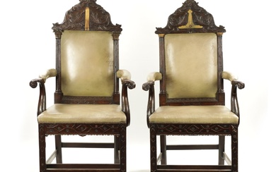 AN IMPORTANT PAIR OF GEORGE III CHIPPENDALE MASONIC OVER-SIZED...