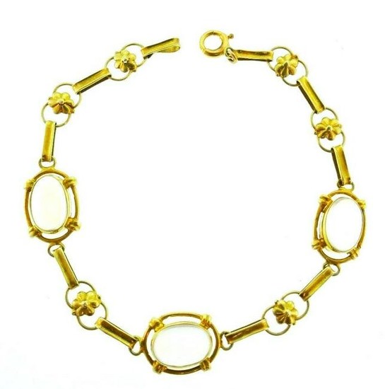 ANTIQUE 14k Yellow Gold & Moonstone Bracelet