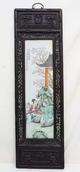 ANTIQUE CHINESE HAND PAINTED PORCELAIN PLAQUE