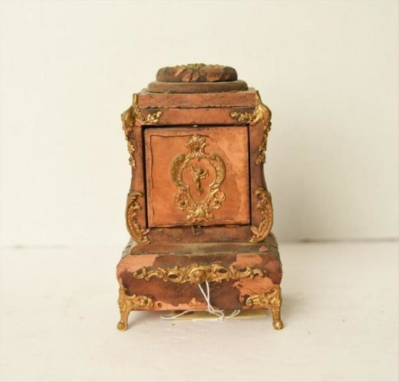 ANTIQUE FRENCH LEATHER & ORMOLU MUSIC BOX