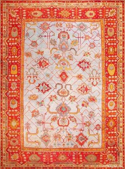 ANTIQUE TURKISH ARTS AND CRAFTS OUSHAK CARPET. 19 ft x 14 ft 2 in (5.79 m x 4.32 m).