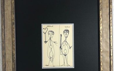 A.R. Penck (XX) - Originele tekening - vroeg werk - Bedankje aan Jürgen und Sabine Schweinebraden.