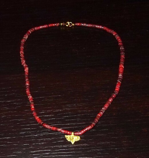 Achaemenid Gold Gold and red jasper necklace - 41.5×2×0.5 cm