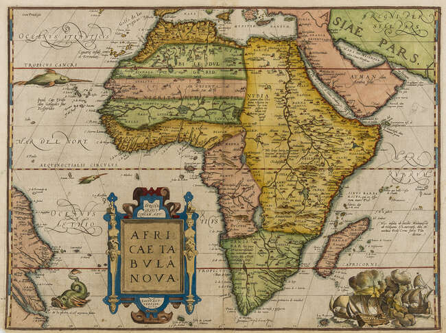 Africa.- Ortelius (Abraham) Africae Tabula Nova, map of the African continent, with fine early hand-colouring, [1570 or later].