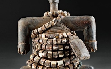 African Namji Wood Fertility Doll w/ Glass Beads