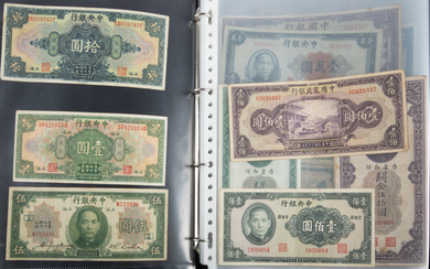Album banknotes China 1930's-1940's among which Central bank of China,...