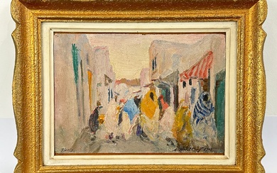 Alexandre ROUBTZOFF (Saint-Pétersbourg, 1884 - Tunis, 1949) Scène de rue à Tunis (1915) Huile sur...