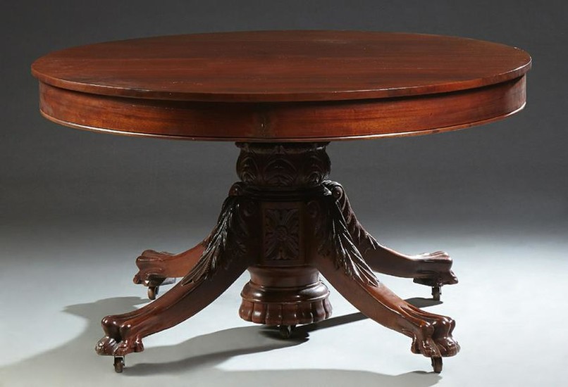 American Victorian Style Carved Mahogany Banquet Table