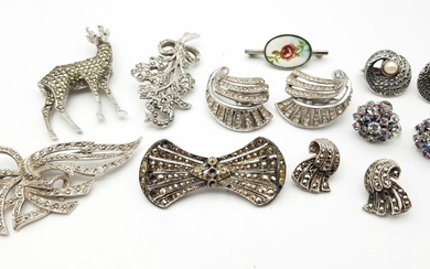 An Art Deco Style White Metal Jewellery Lot. Comprising...