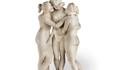 An early 20th century alabaster figural group of 'The Three ...