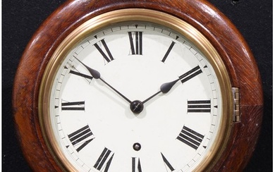 An early 20th century oak school or railway type timepiece, ...