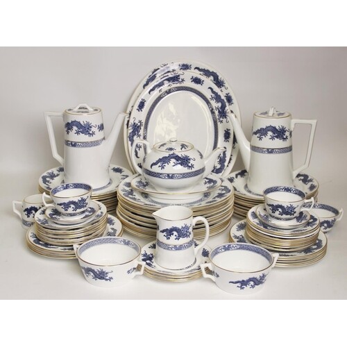 An extensive Hammersley blue and white dragon pattern dinner...