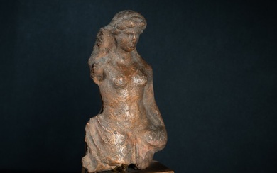Ancient Greek, Hellenistic Clay figure of Aphrodite on stand, naked Venus figurine 3rd century BC Ancient Greece Figure - 14.9 cm