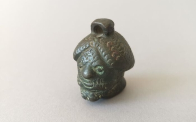 Ancient Roman Bronze Extreme RareSteel Yard Weight in the form of a Barbarian Head - 5.3 cm