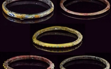 Ancient Roman Glass Glass Mosaic bracelets - 4×50×70 mm - (5)