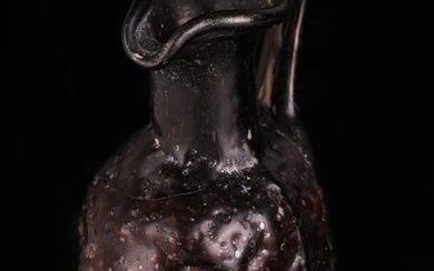 Ancient Roman Glass Rare Aubergine Janus Flask