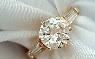 AnidJar & Frères - Solitaire- 2.30cts - Vintage luxe - 18 kt. Yellow gold - Ring Diamond - Tapered Βaguettes
