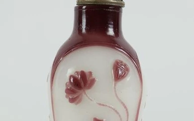 Antique Chinese Peking Glass Frog Snuff Bottle