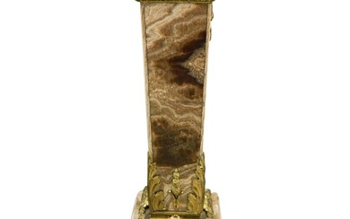 Antique French Gilt-Bronze & Onyx Pedestal W/ Revolving Top