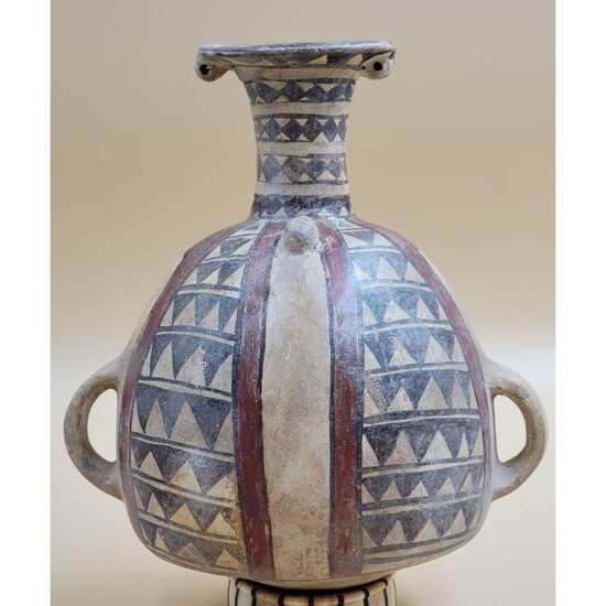 Ancient Peruvian Polychromed Amphora Vessel