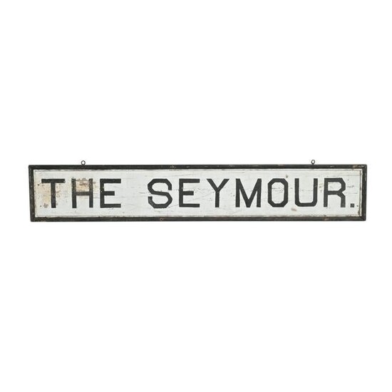 Antique Signage, 'The Seymour' Painted Wood Sign.