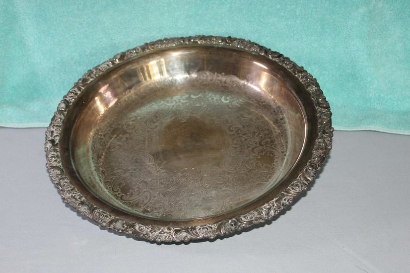 Antique silver serving tray