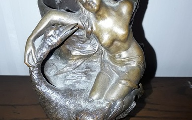Antoine Bofill - Sculpture, Leda met zwaan - 22 cm - Bronze (patinated)