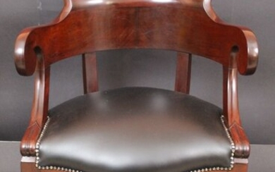 Armchair - Charles X - Leather, Mahogany - 19th century