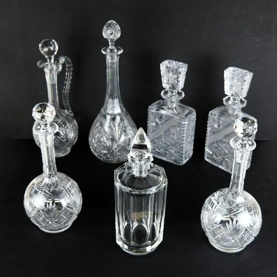 Assembled Group of Seven Decanters & Pitcher