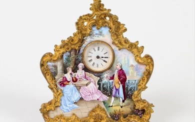 Austrian Vienna Viennese Enamel Ormolu Gilt Bronz Clock