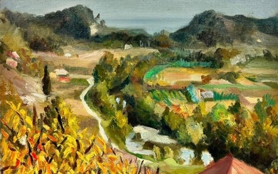 Autumnal Cergnes Stream Landscape French Post Impressionist Signed Oil 1960's