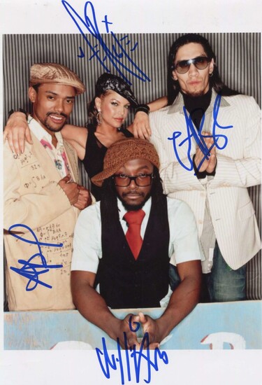 BLACK EYED PEAS THE: Signed colour 7 x 10.5 photograph by all four members of the American musical g...