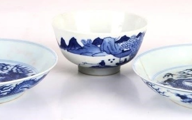 BLUE & WHITE GUANGXU ANTIQUE CHINESE DISHES