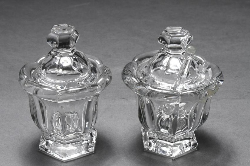 Baccarat Crystal "Missouri" Condiment Jars, Two
