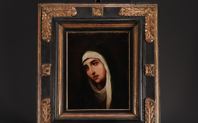 Bartolomé Esteban MURILLO (1618-1682) atelier de. " Mère Douloureuse" Huile sur toile. XVIIème. On y...