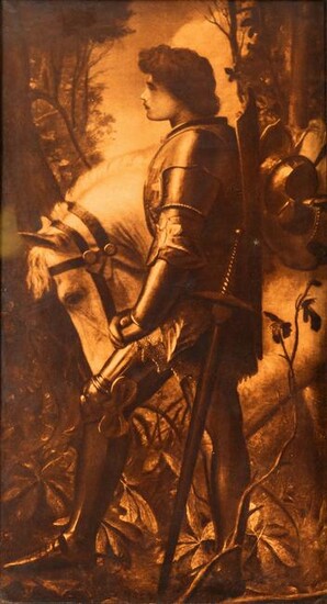 Beautiful Large Antique Lithograph of a Young Crusader