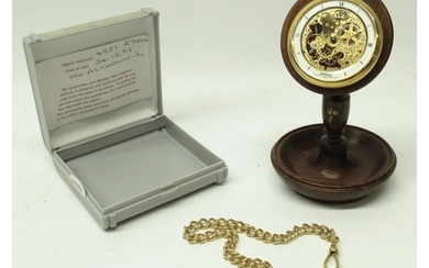 Bernex gold plated keyless pocket watch, skeletonised dial, ...
