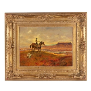 Bill Ord Western Style Oil Painting after C.M. Russell
