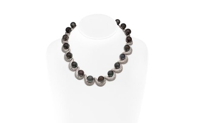 Black Tahitian Pearl and Diamond Necklace