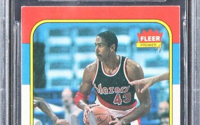 Blazers Mychal Thompson "#1 1978 Pick" Signed 1986 Fleer #111 Card BAS Slabbed