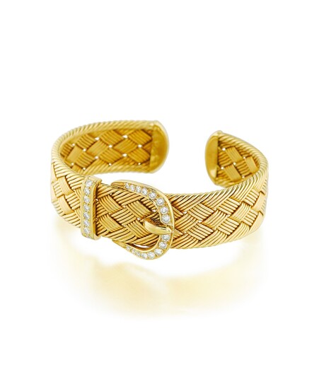 Bracelet or et diamants | Gold and diamond bracelet, Hermès