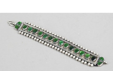 Bracelet, silver tested, with green