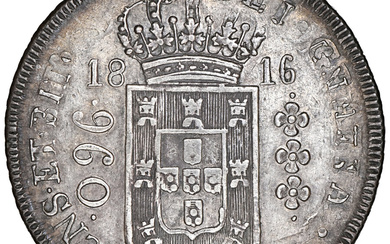 Brazil: , João Prince Regent 960 Reis 1816-R AU50 NGC,...